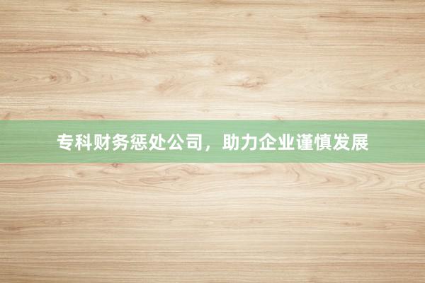 专科财务惩处公司，助力企业谨慎发展